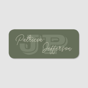 Mit Monogramm Senfgelbe handgeschriebene Kalligraf Namensschild