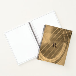 Mit Monogramm Sepia-akustische Gitarre Notizbuch