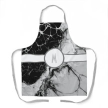 mit Monogramm Silber- und Schwarz-Schürze