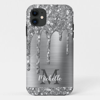 Mit Monogramm Silbergrauer Glitzer Tropfen Gold Me Case-Mate iPhone Hülle