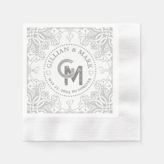Mit Monogramm Silberhochzeit Napkins Herzgrenze Serviette
