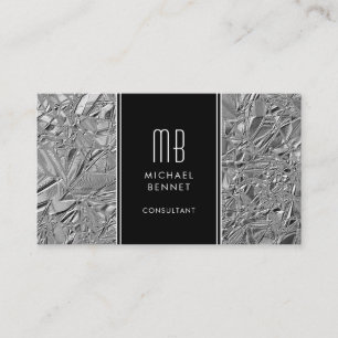 Mit Monogramm Silbermetall-Foil-Visitenkarte Visitenkarte