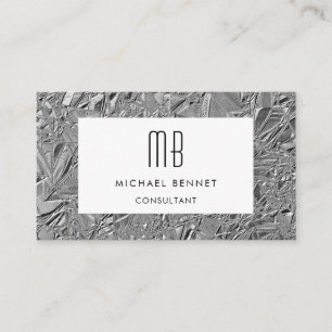 Mit Monogramm Silver Metallic Business Card Visitenkarte