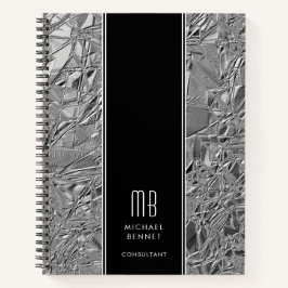 Mit Monogramm Silver Metallic Business Notebook Notizbuch