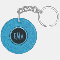 Mit Monogramm Sky Blue Embossed Blumenmuster