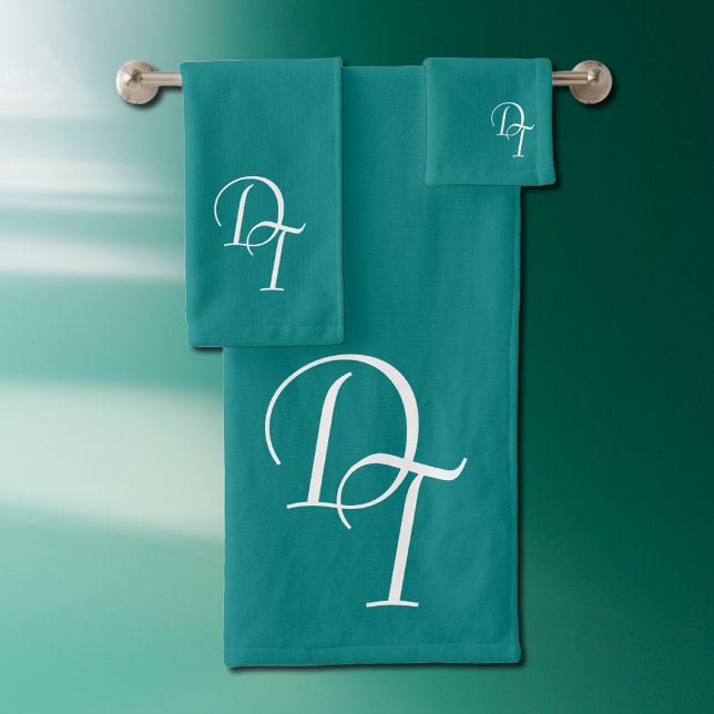 Mit Monogramm - solide aquamarin Badhandtuch Set (Von Creator hochgeladen)