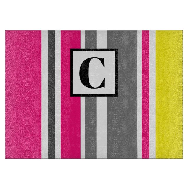 Mit Monogramm Sommer Streifen Schneidebrett (Vorderseite)