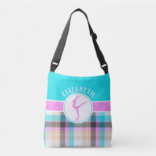 Mit Monogramm Sommer-Tartan Gymnastik Golly Girls Tragetaschen Mit Langen Trägern