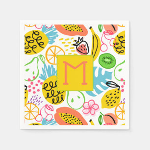 Mit Monogramm Sommerfruchtmuster Serviette