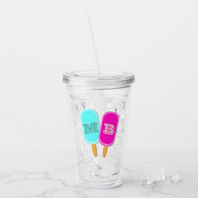 Mit Monogramm Sommerlollen Popcles Acryltrinkbecher (Vorderseite Ice)