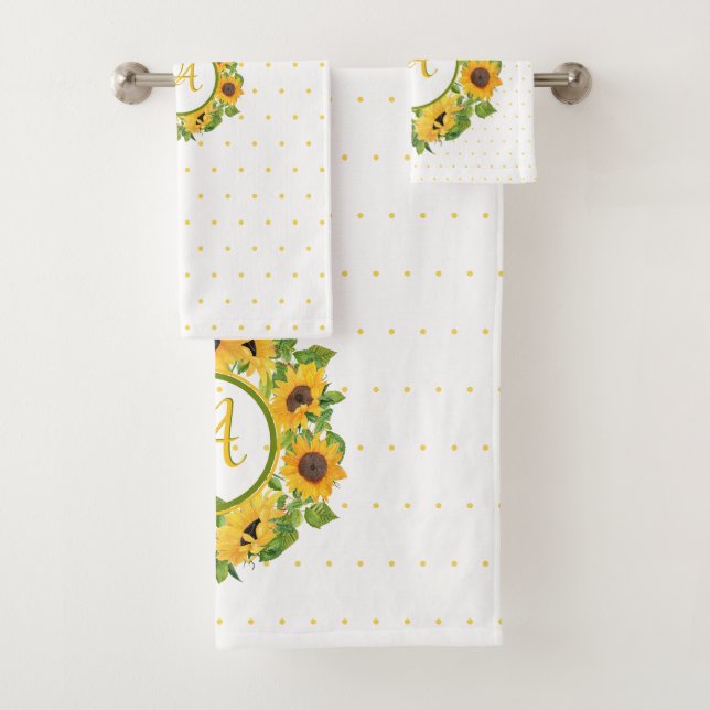 Mit Monogramm Sonnenblume Badhandtuch Set (Insitu)