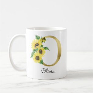 Mit Monogramm Sonnenblumenblume Initial O Kaffeetasse