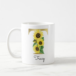 Mit Monogramm Sonnenblumenblume Kaffeetasse