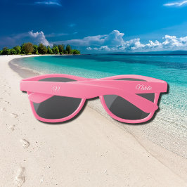 mit Monogramm Sonnenbrille in rosa Vollfarbe
