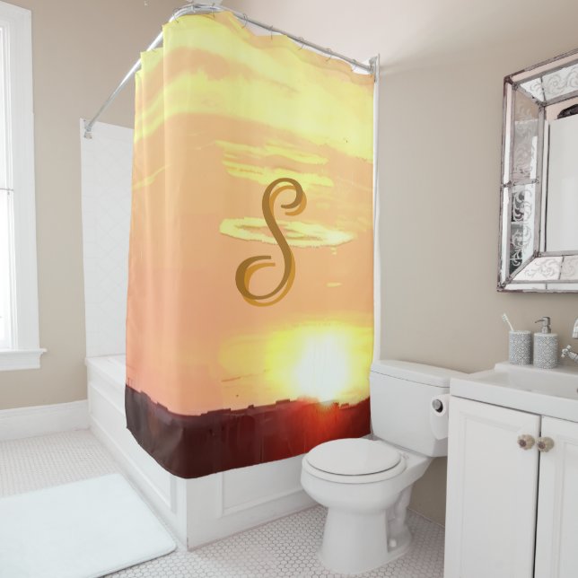 Mit Monogramm Sonnenuntergang Duschvorhang (Beispiel)