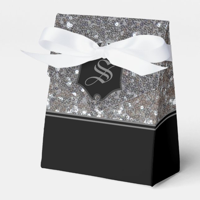 Mit Monogramm Sparkle-Imitate Glitzer Zelt Geschenkschachtel (Vorderseite)