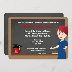 Mit Monogramm Spaß Lehrer Abschluss Einladung