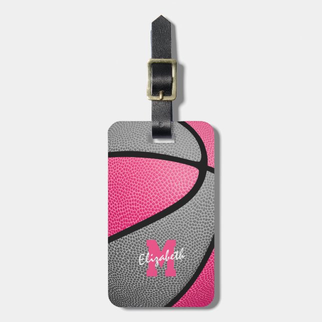 mit Monogramm Sportgeschenke in Rosa Gepäckanhänger (Vorderseite vertikal)