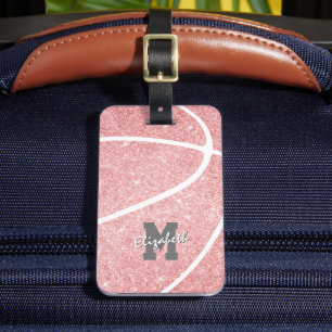 mit Monogramm Sportgeschenke Mädchen rosa Basketba Gepäckanhänger