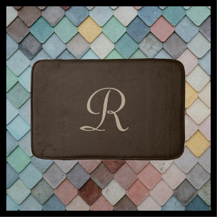 Mit Monogramm Spül-Bademantel, braun und tan Badematte