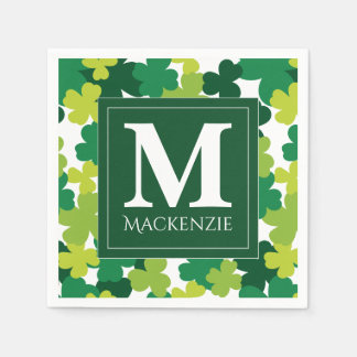 Mit Monogramm St. Patrick's Day Kleeblatts Serviette