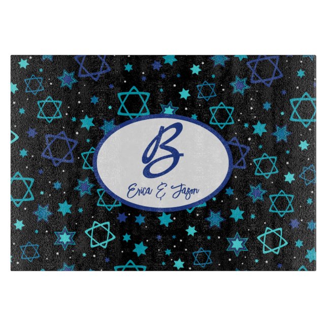 Mit Monogramm Star des David Challah-Board Schneidebrett (Vorderseite)