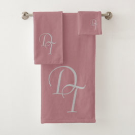 Mit Monogramm - staubige Rose Badhandtuch Set