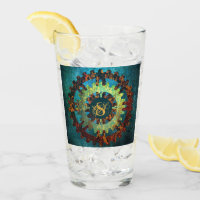 Mit Monogramm Steampunk Verdigris Rusty Cogwheel