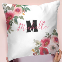 Mit Monogramm Stilvolle Blume in Rot und Rosa
