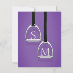 Mit Monogramm Stirrup Irons Lila Reittiere Mitteilungskarte