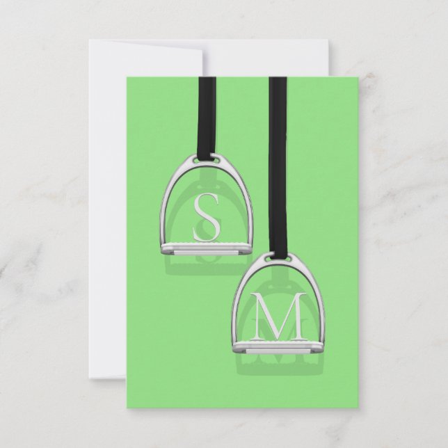 Mit Monogramm Stirrup Irons Lime Green Reittier Dankeskarte (Vorderseite)