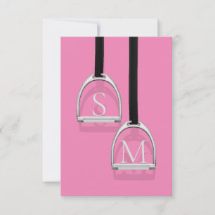 Mit Monogramm Stirrup Irons Pink Reittier Dankeskarte