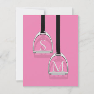 Mit Monogramm Stirrup Irons Pink Reittier Mitteilungskarte
