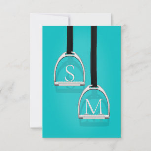 Mit Monogramm Stirrup Irons Türkis Reittier Dankeskarte