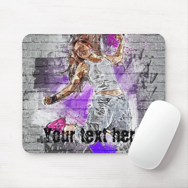 Mit Monogramm Street Art Springgirl Birthday Gray Mousepad (Mit Mouse)