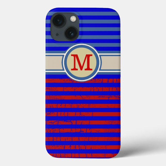 mit Monogramm Streifen Case-Mate iPhone Hülle (Rückseite)
