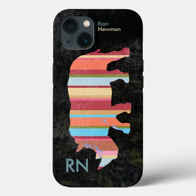 Mit Monogramm Stripter Rhino Case-Mate iPhone Hülle (Rückseite)