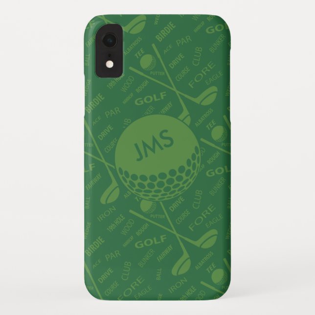 Mit Monogramm subtiles Golfer-Muster Case-Mate iPhone Hülle (Rückseite)
