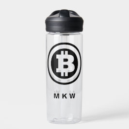 Mit Monogramm Symbol für das Schwarze Bitcoin-Logo Trinkflasche
