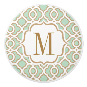 Mit Monogramm tadelloser Grün-und Goldmarokkaner Keramikknauf