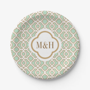 Mit Monogramm tadelloses Grün und Pappteller