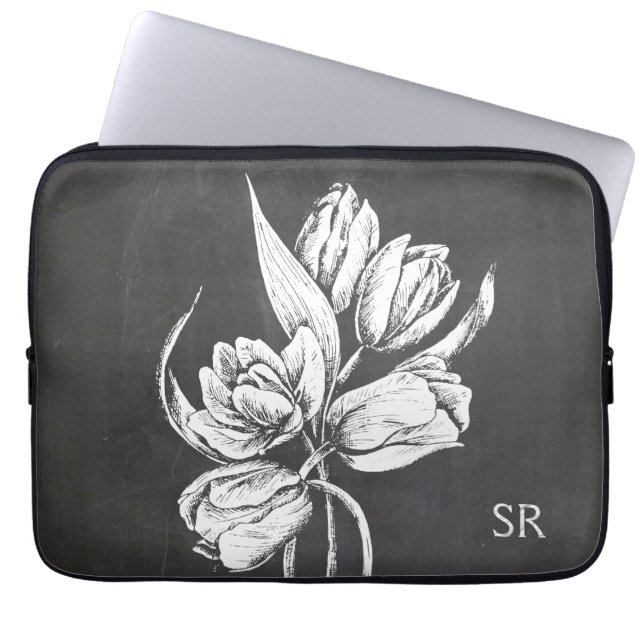 Mit Monogramm Tafeltulpen des Chic Laptopschutzhülle (Vorderseite)
