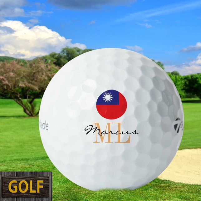 Mit Monogramm taiwanesische Flagge & Taiwan Golf B Golfball (Von Creator hochgeladen)