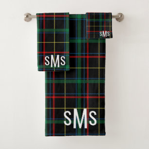 Mit Monogramm Tartan Kariert Badhandtuch Set