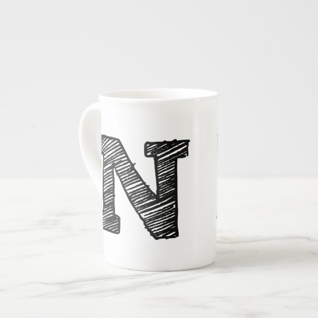 Mit Monogramm Tasse: Buchstabe "N " Prozellantasse (Vorderseite Links)