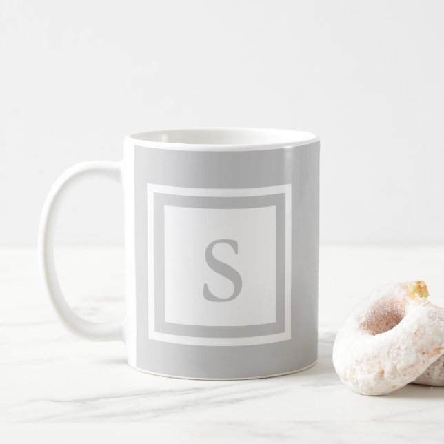 Mit Monogramm Tasse - Grau u. Weiß (Mit Donut)