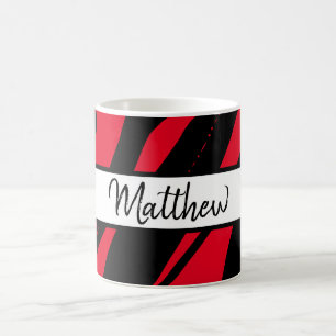 Mit Monogramm Tasse Zebra Red Black & White