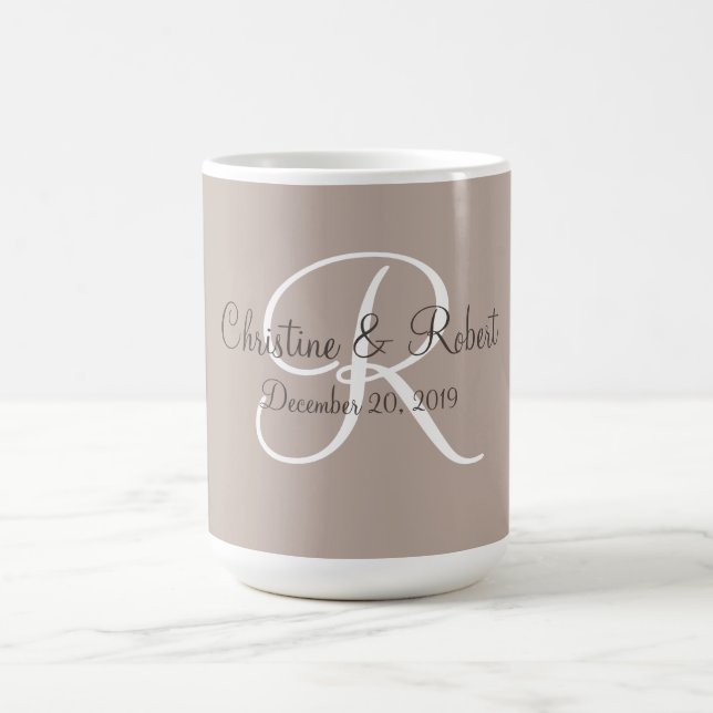 mit Monogramm Tasse zum Hochzeitstag oder Jahresta (Mittel)