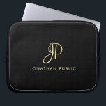 Mit Monogramm Template-Imitat für Kalligrafie - Go Laptopschutzhülle<br><div class="desc">Erstellen Sie Ihre eigenen individuellen modernen eleganten Imitate Gold Calligraphy Monogram Vorlage Black Electronics Bag / Tablet & Laptop Hüllen / Neopren Laptop Schlauch 10 Zoll.</div>