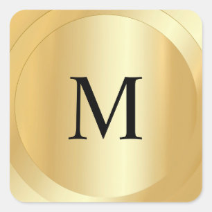 Mit Monogramm Template-Imitate Gold Custom Modern Quadratischer Aufkleber